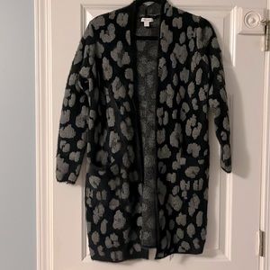 Nine West long cardigan, size small, leopard print